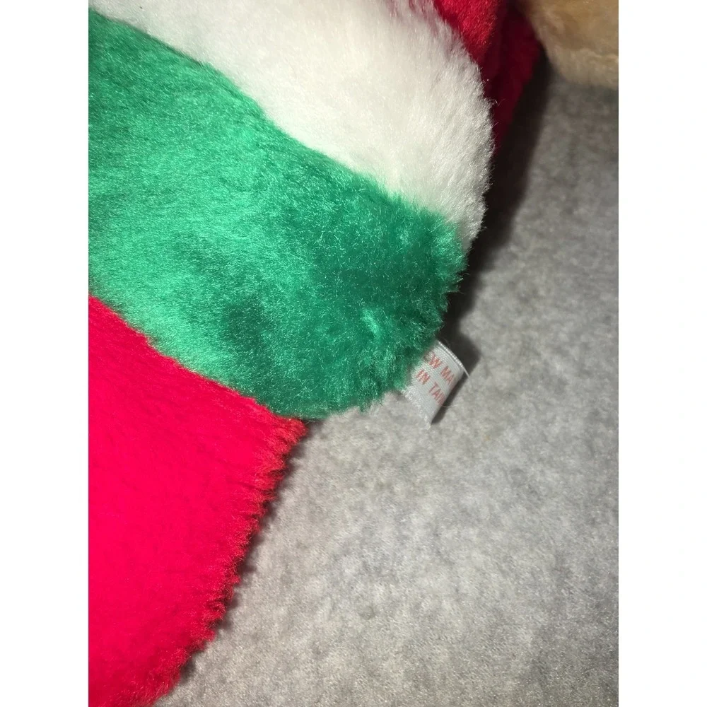 2 VINTAGE HOLIDAY PRODUCTS TAN BEAR CHRISTMAS STOCKING STUFFED ANIMAL PLUSH